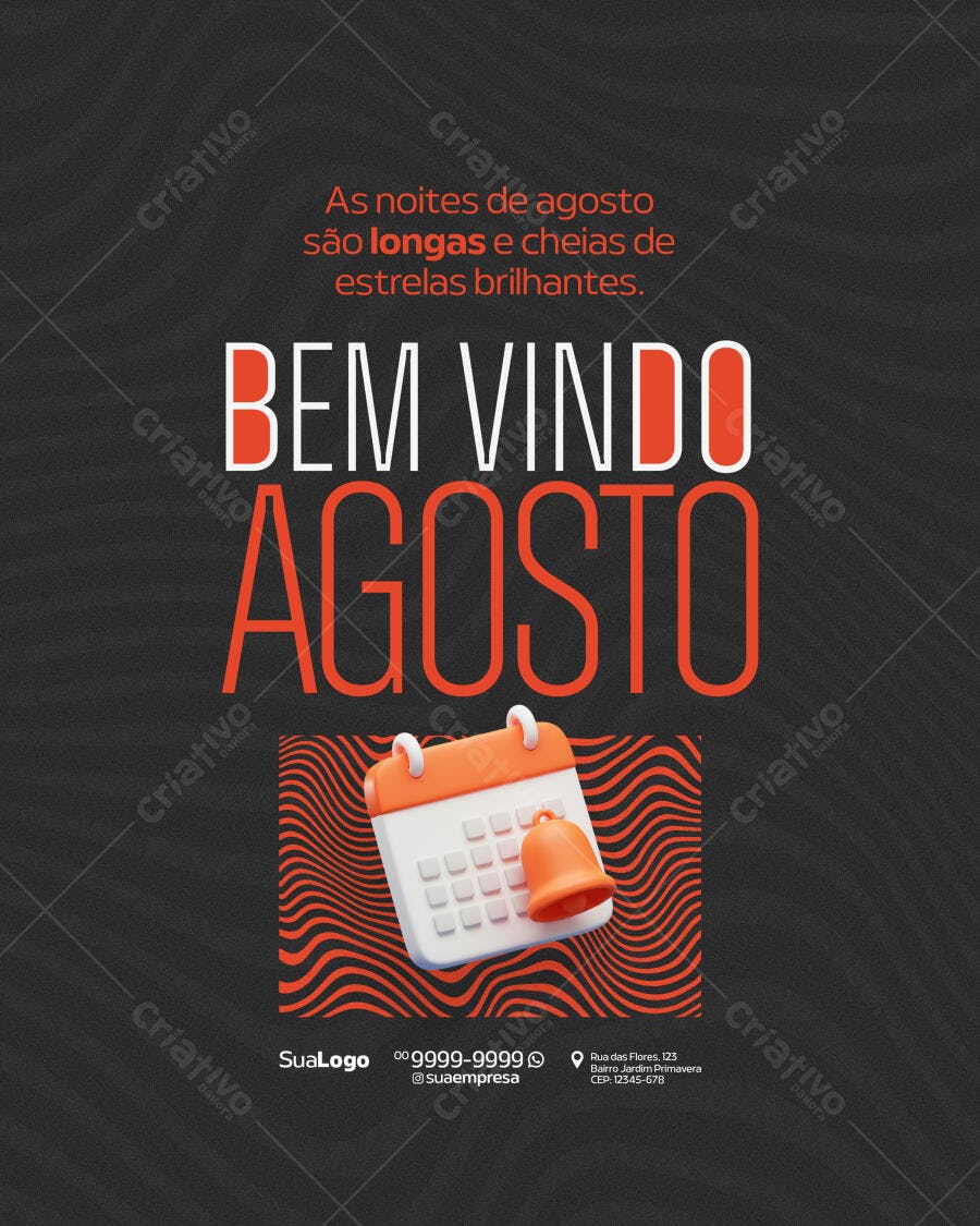 Flyer de Boas-Vindas Agosto PSD Editável