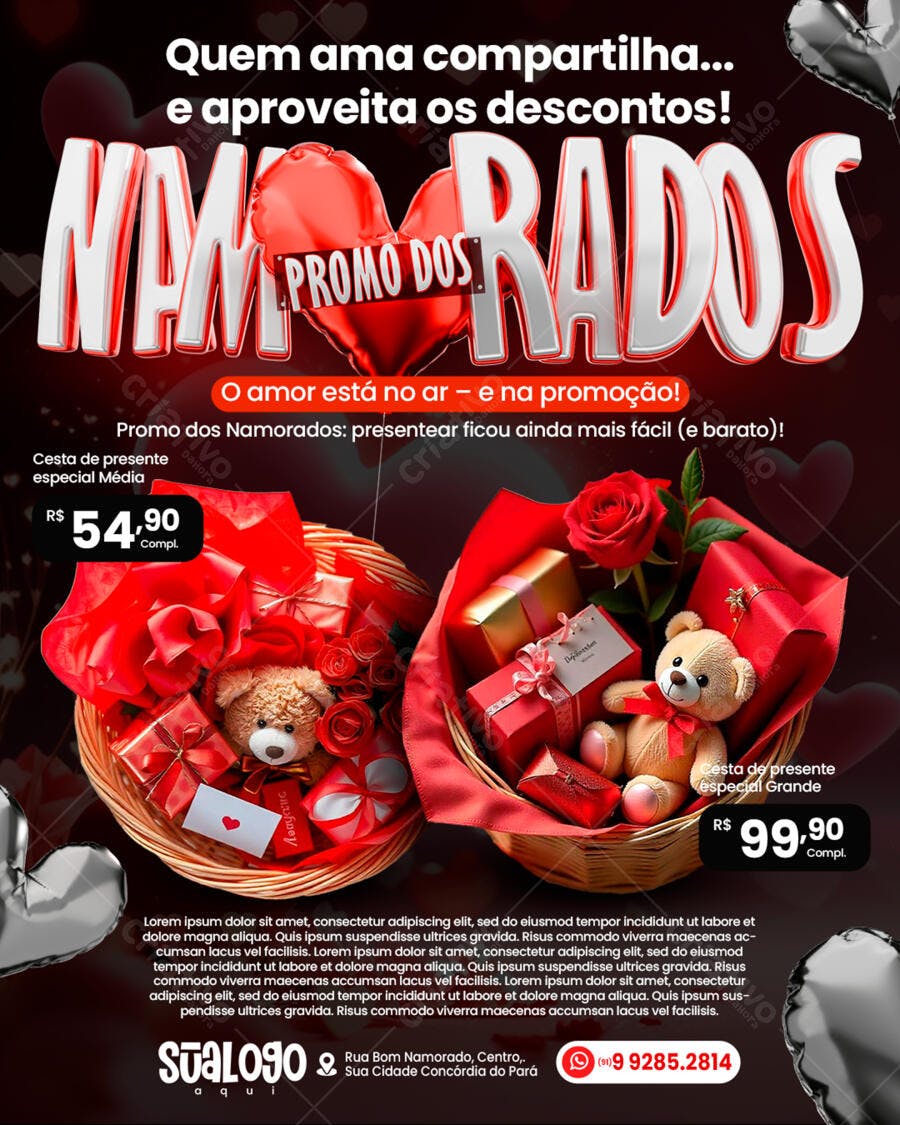 Flyer para o Dia dos Namorados PSD Editável