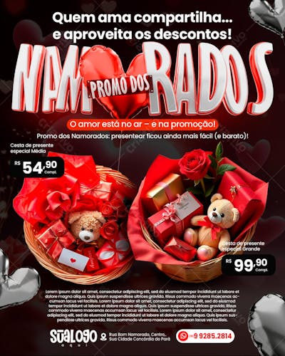 Flyer Promo Dos Namorados Quem Ama Compartilha Social Media PSD