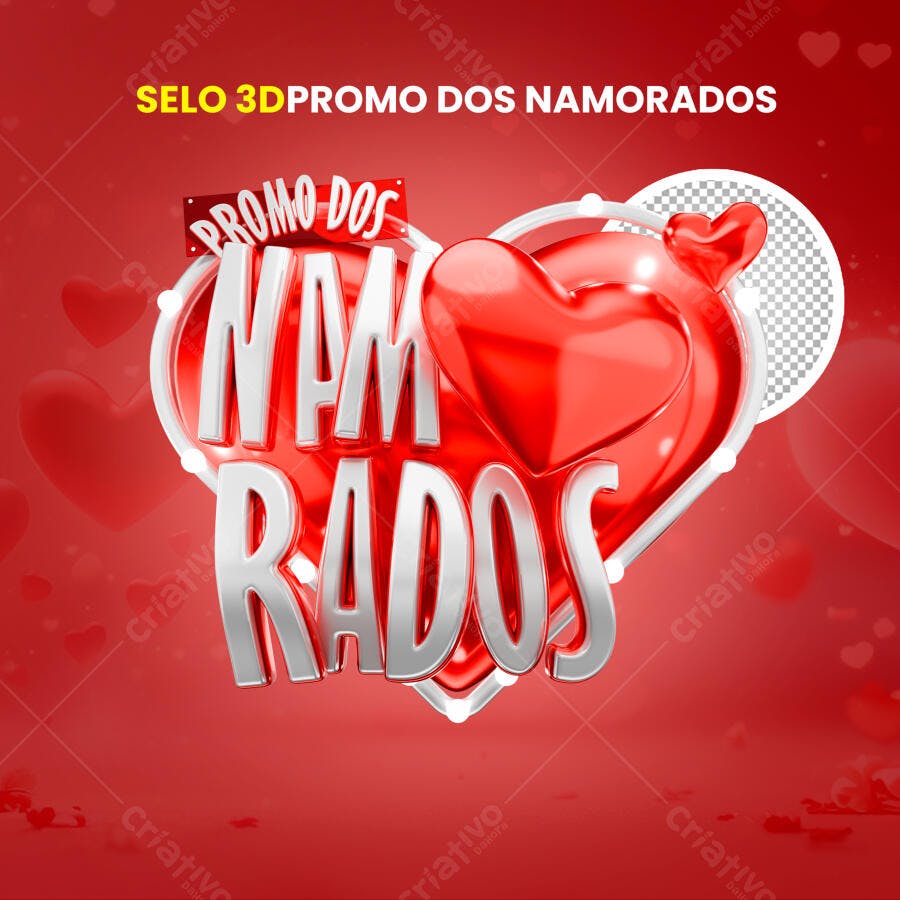 Selo 3D Dia dos Namorados PSD Editável