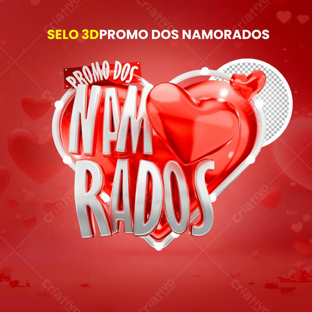 Selo 3D Promo Dos Namorados Para Composição PSD