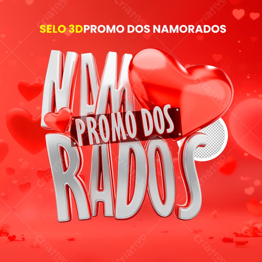 Selo 3D Dia dos Namorados PSD Editável