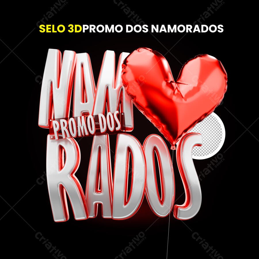 Selo 3D Dia dos Namorados PSD Editável