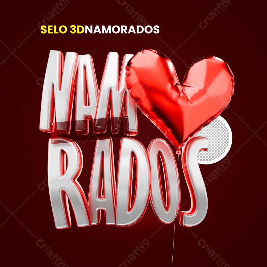 Selo 3D Dia dos Namorados PSD Editável