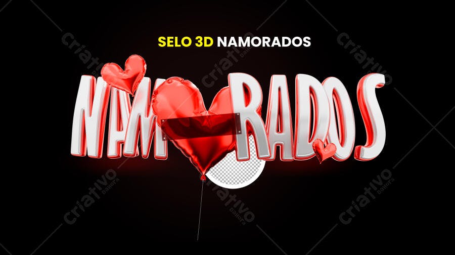 Selo 3D Dia dos Namorados PSD Editável