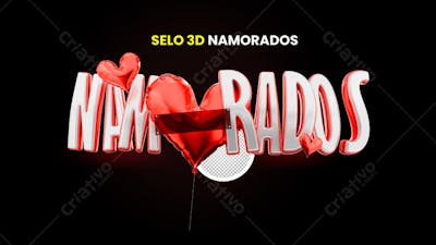 Selo 3D Namorados Para Composição PSD