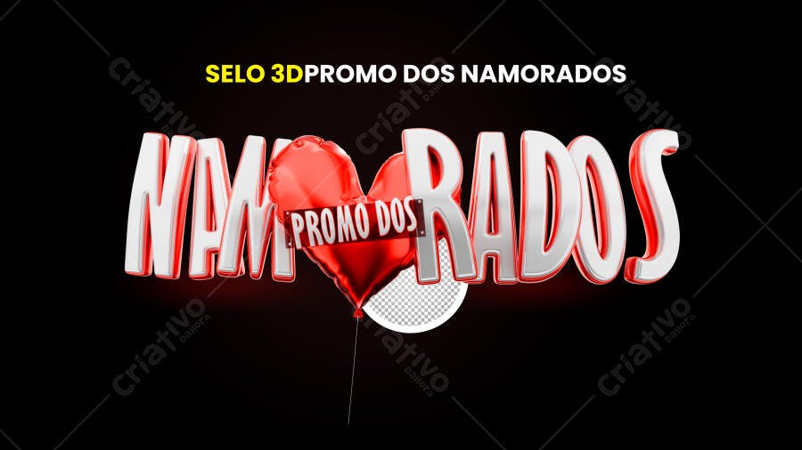 Selo 3D Dia dos Namorados PSD Editável