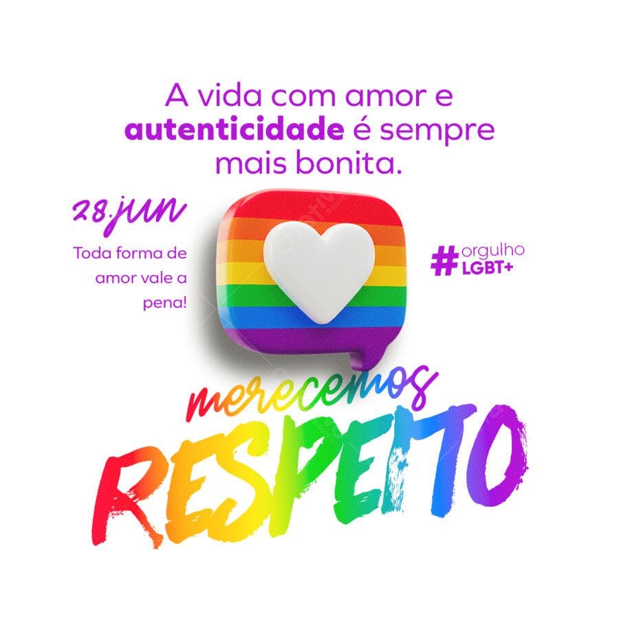 Post para o Dia Internacional do Orgulho LGBT+ PSD Editável