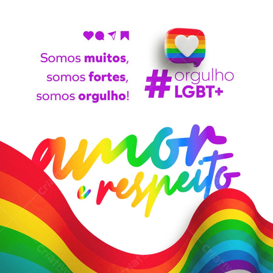 Post para o Mês do Orgulho LGBT+ PSD Editável