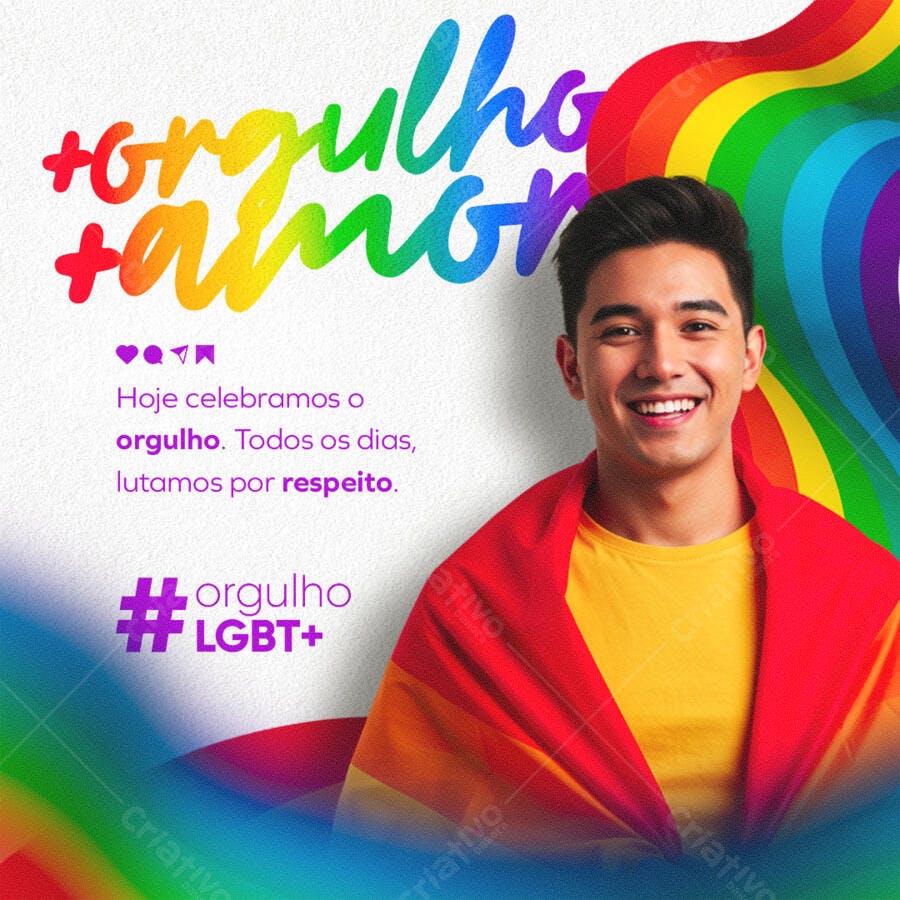 Post para o Dia do Orgulho LGBT+ PSD Editável
