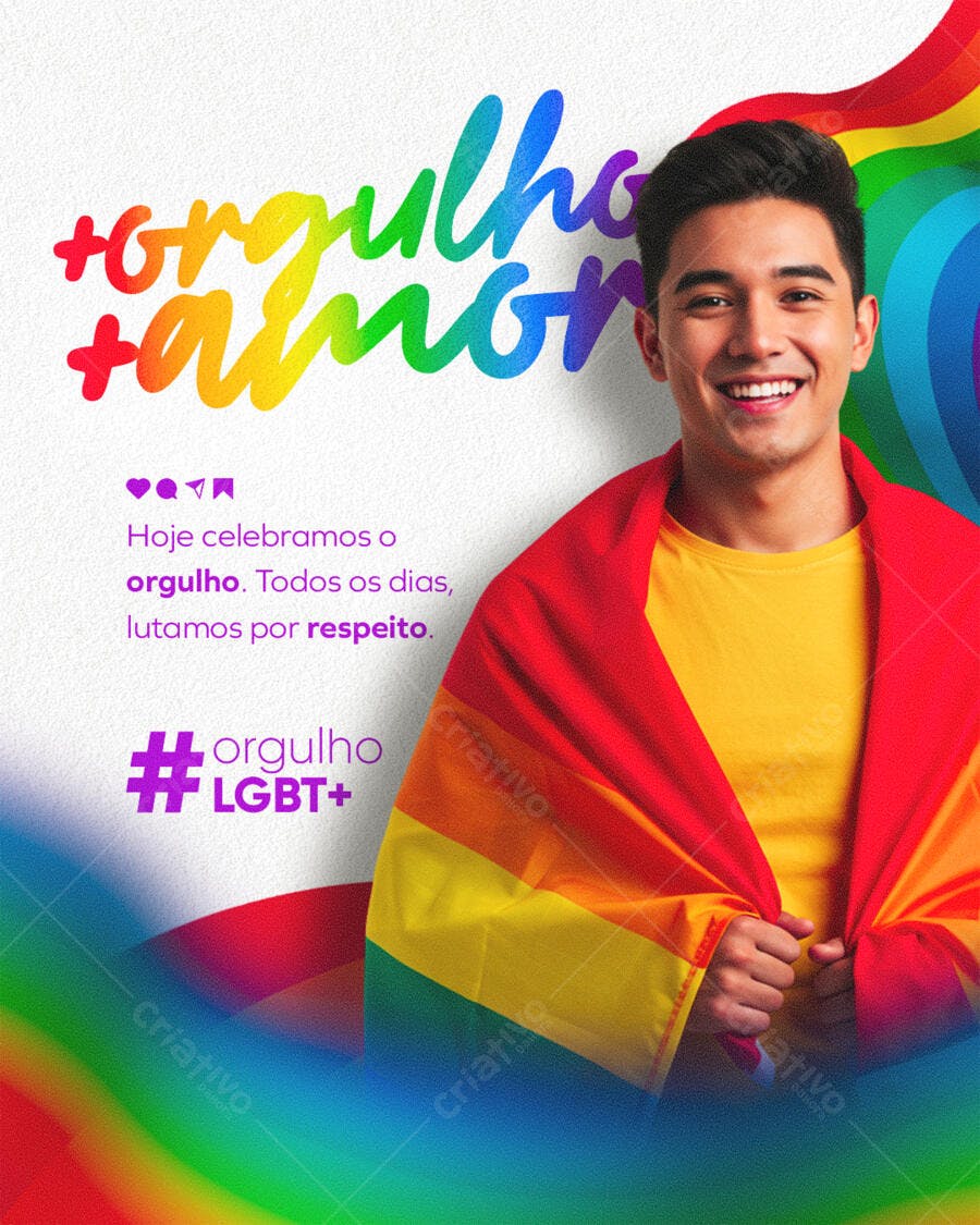 Post para o Mês do Orgulho LGBT+ PSD Editável