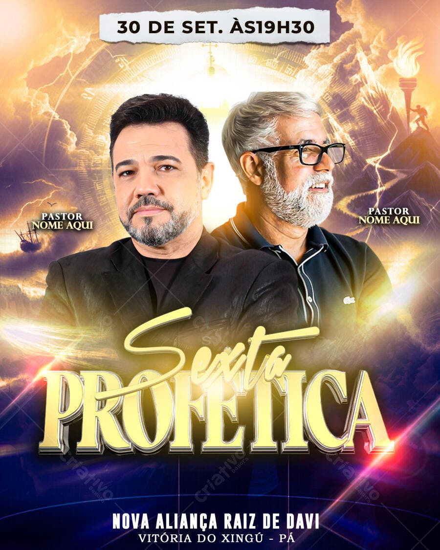 Flyer para Sexta Profética 30 de Setembro PSD Editável