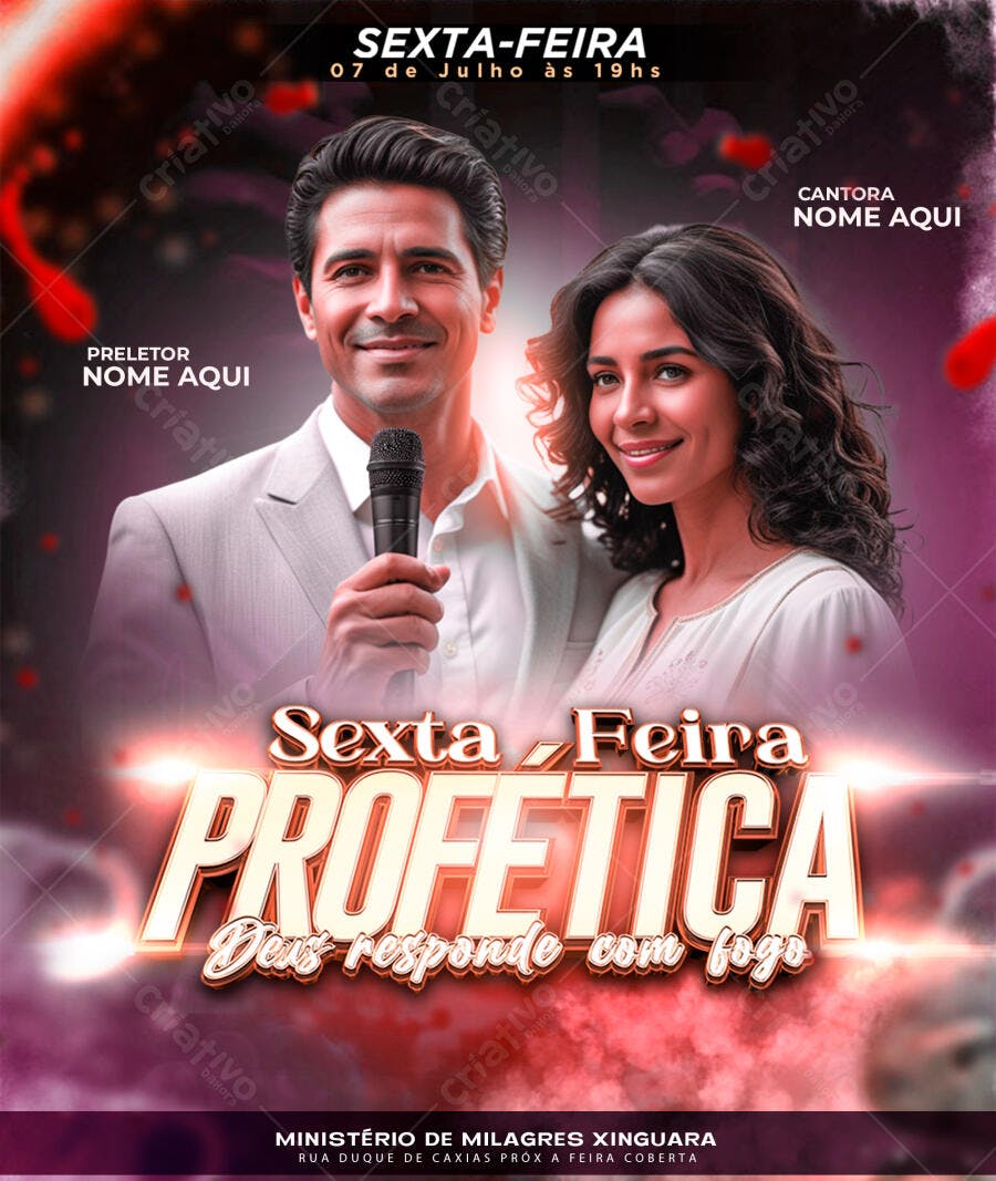 Flyer para Evento Profético 07 de Julho PSD Editável