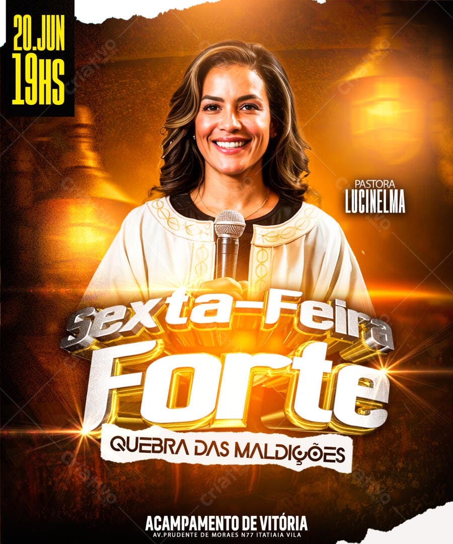 Flyer para Evento Religioso Sexta-Feira Forte PSD Editável