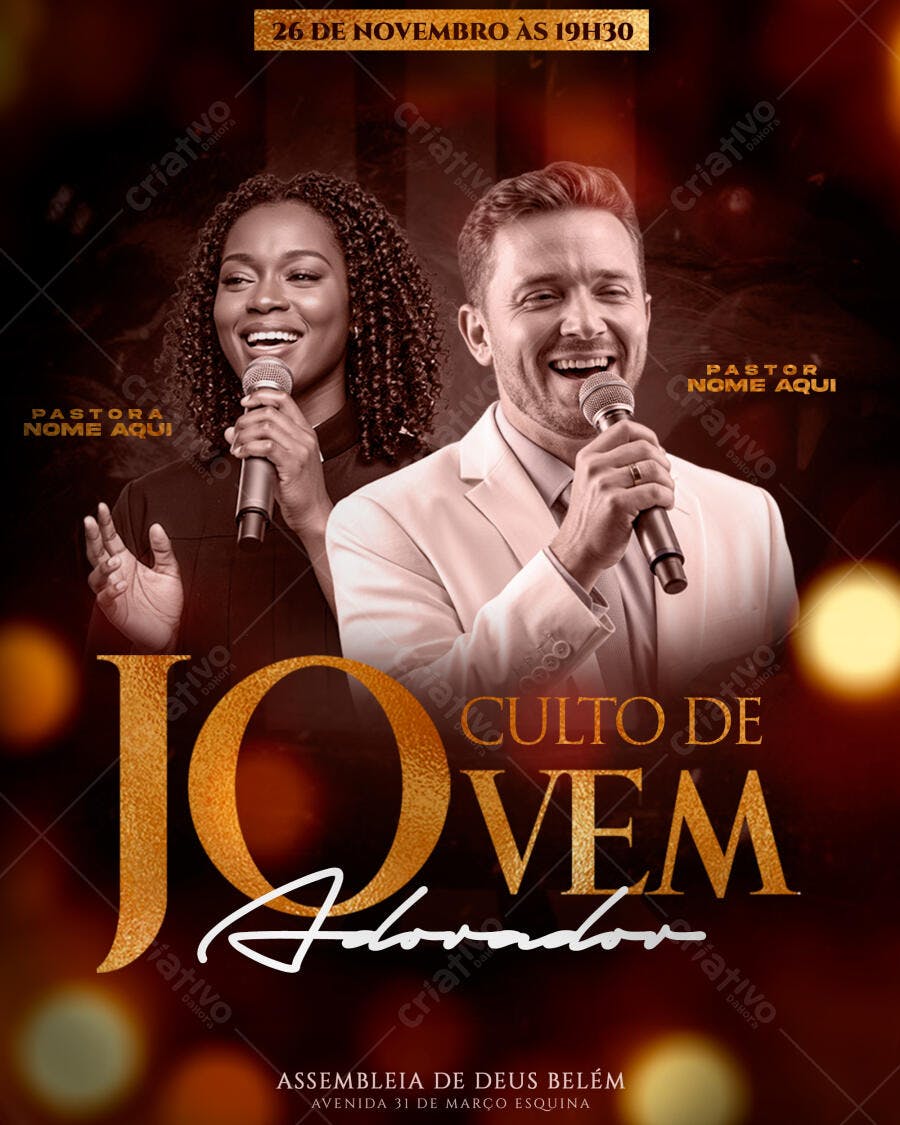 Flyer para Culto Jovem 26 de Novembro PSD Editável