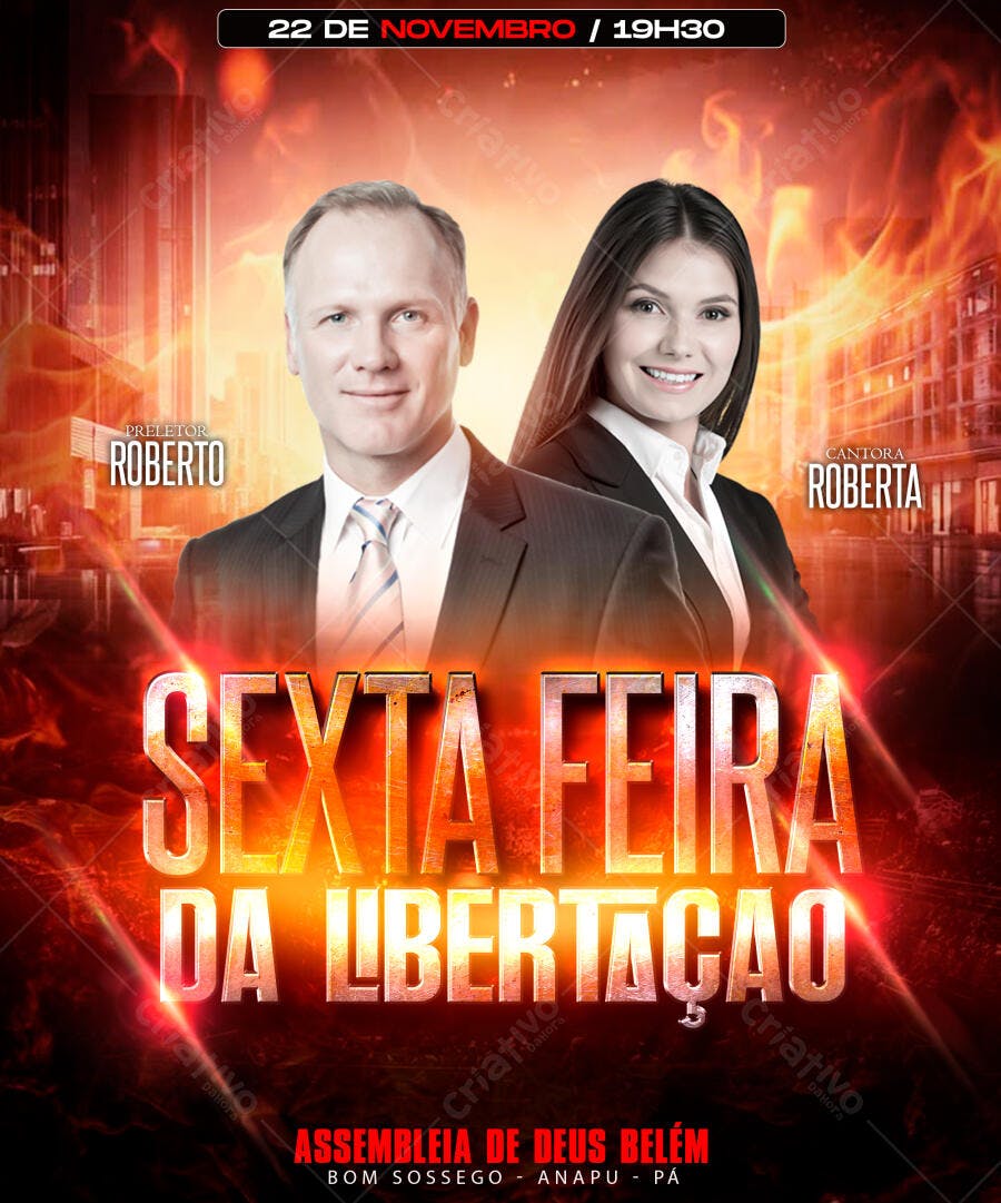 Flyer para Evento Religioso 22 de Novembro PSD Editável