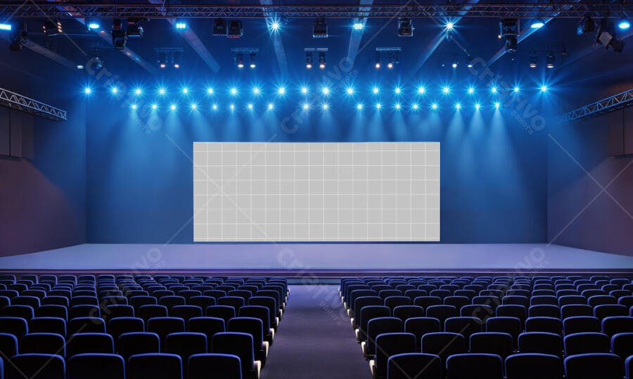 Mockup de Tela Gigante em Auditório Moderno