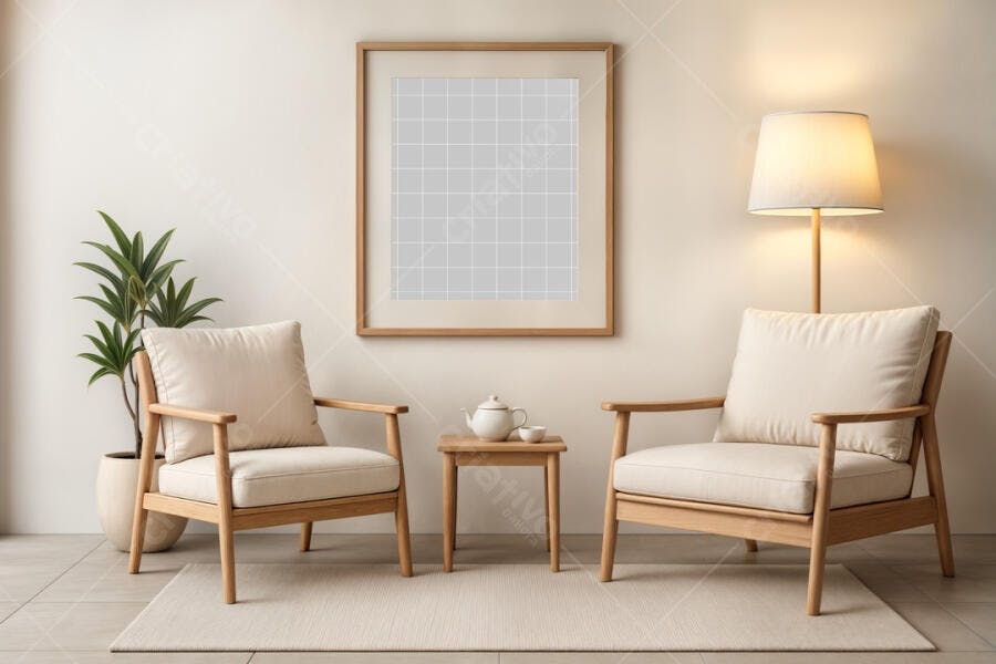 Mockup Quadro Minimalista em Sala de Estar