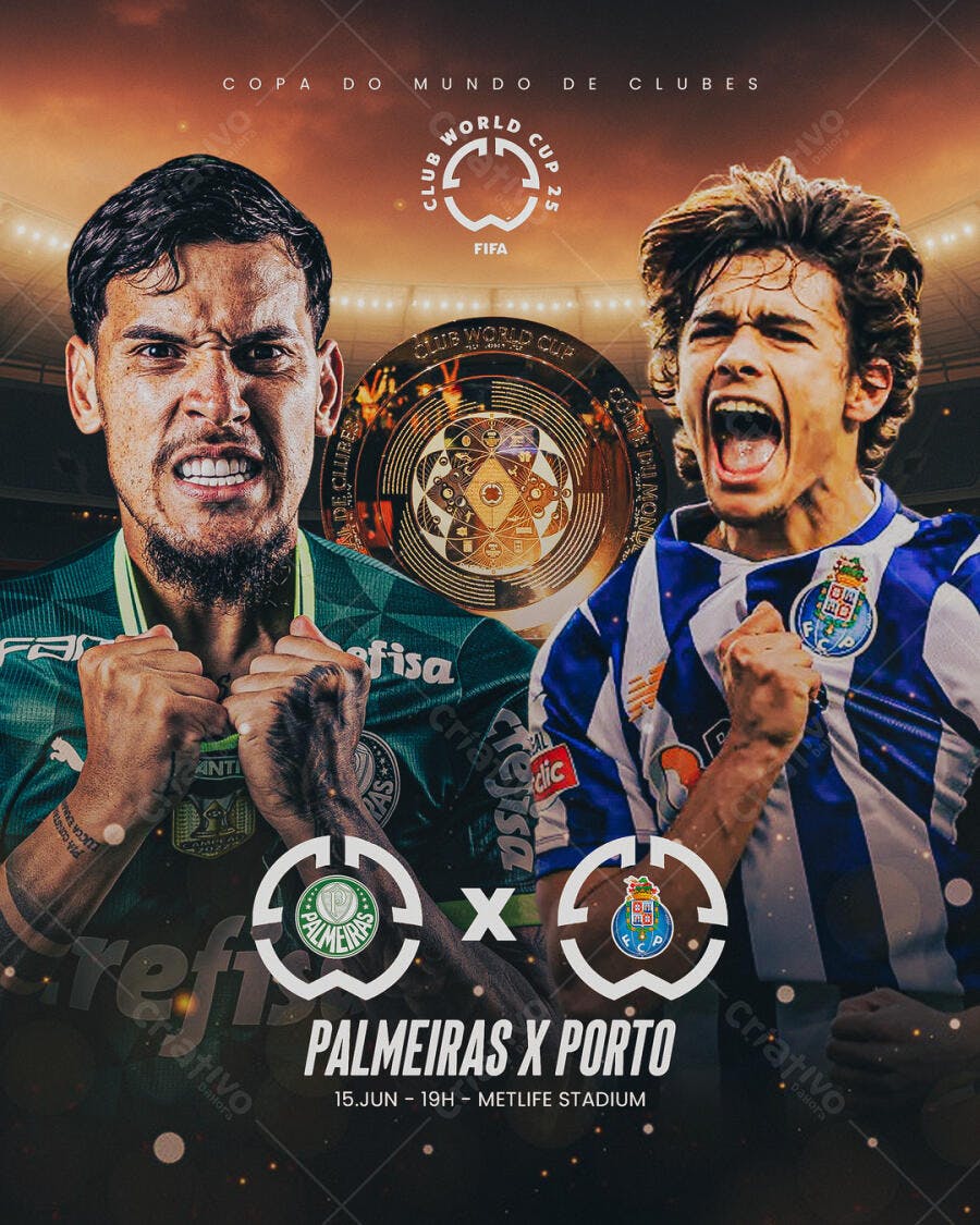 Flyer Palmeiras x Porto PSD Editável