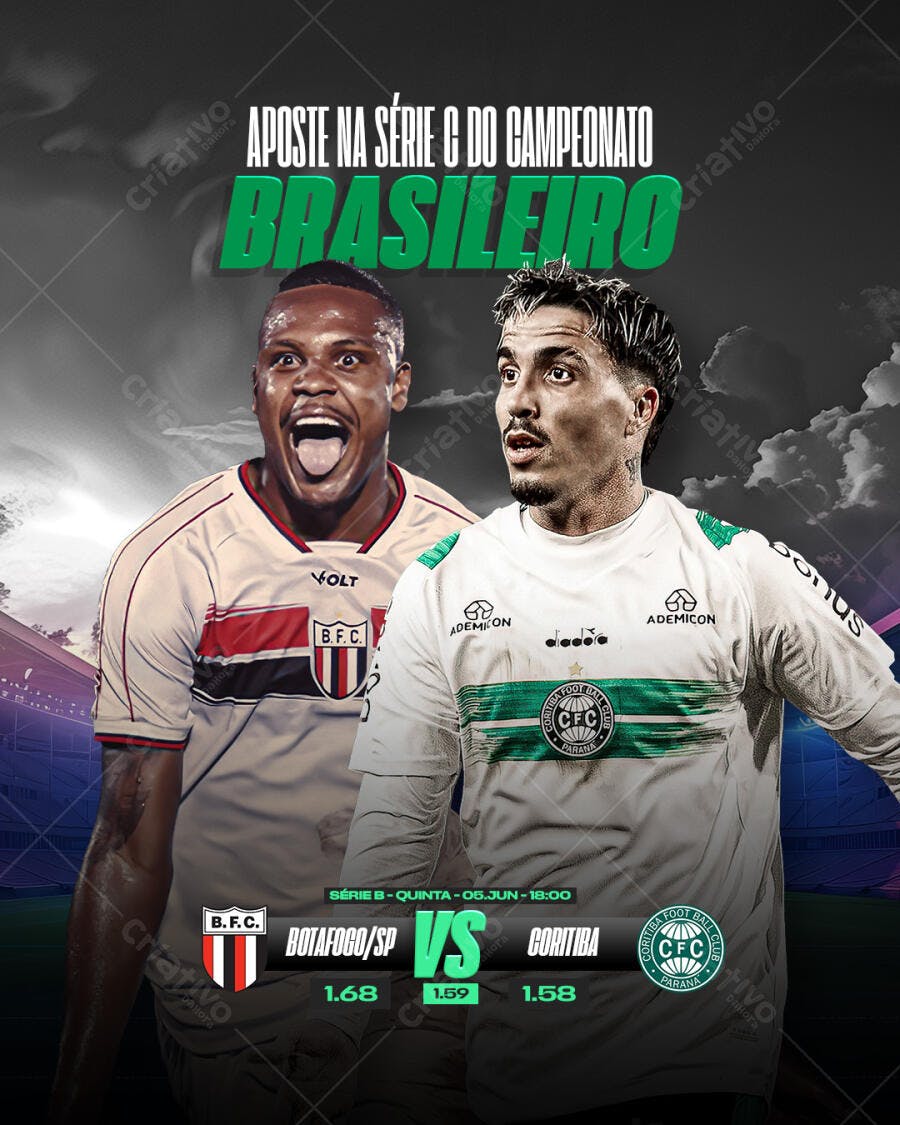 Flyer Botafogo x Coritiba PSD Editável
