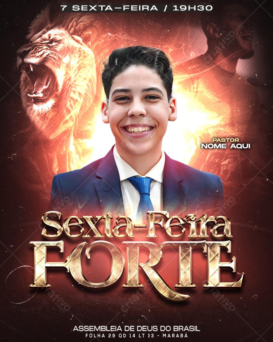 Flyer para Culto de Sexta-Feira PSD Editável