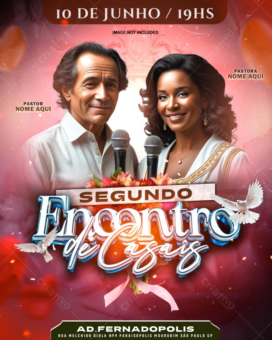Flyer para Encontro de Casais 10 de Junho PSD Editável