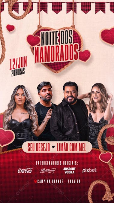 FLYER PSD DIA DOS NAMORADOS PSD STORIES NOITE DOS NAMORADOS