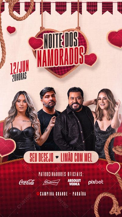 FLYER DIA DOS NAMORADOS PSD STORIES NOITE DOS NAMORADOS