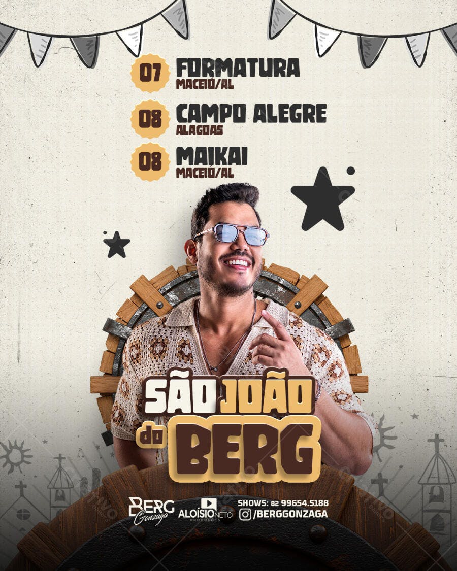 Flyer Festa Junina São João do Berg PSD Editável