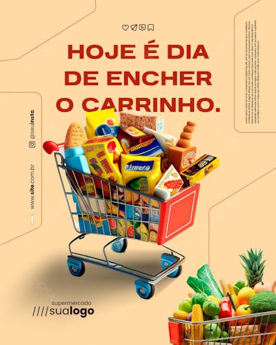 Arte Supermecado Editável no Canva