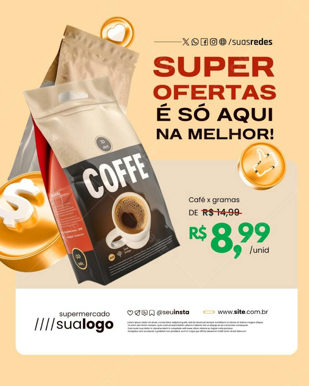 Arte Supermecado Editável no Canva