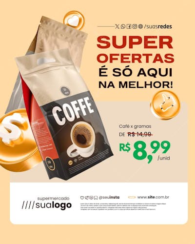 Arte Supermecado Editável no Canva