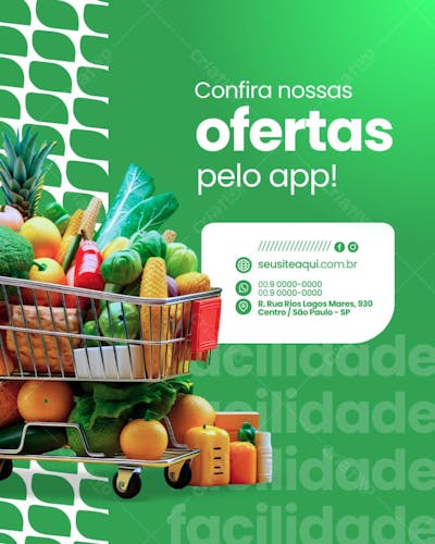 Arte Supermecado Editável no Canva