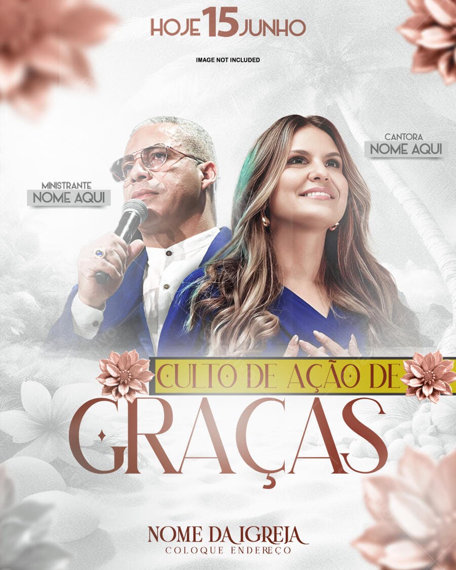 Flyer para Culto de Ação de Graças PSD Editável