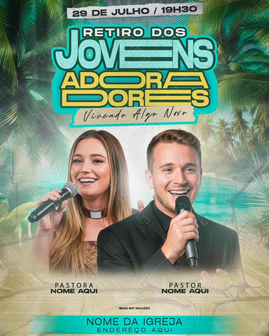 Flyer para Retiro de Jovens Adoradores PSD Editável