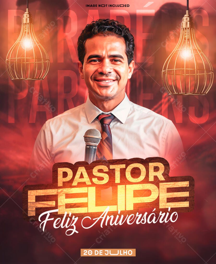 Flyer Aniversário Pastor PSD Editável