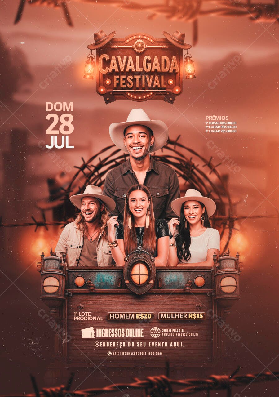 Flyer Cavalgada Festival 28 Jul PSD Editável