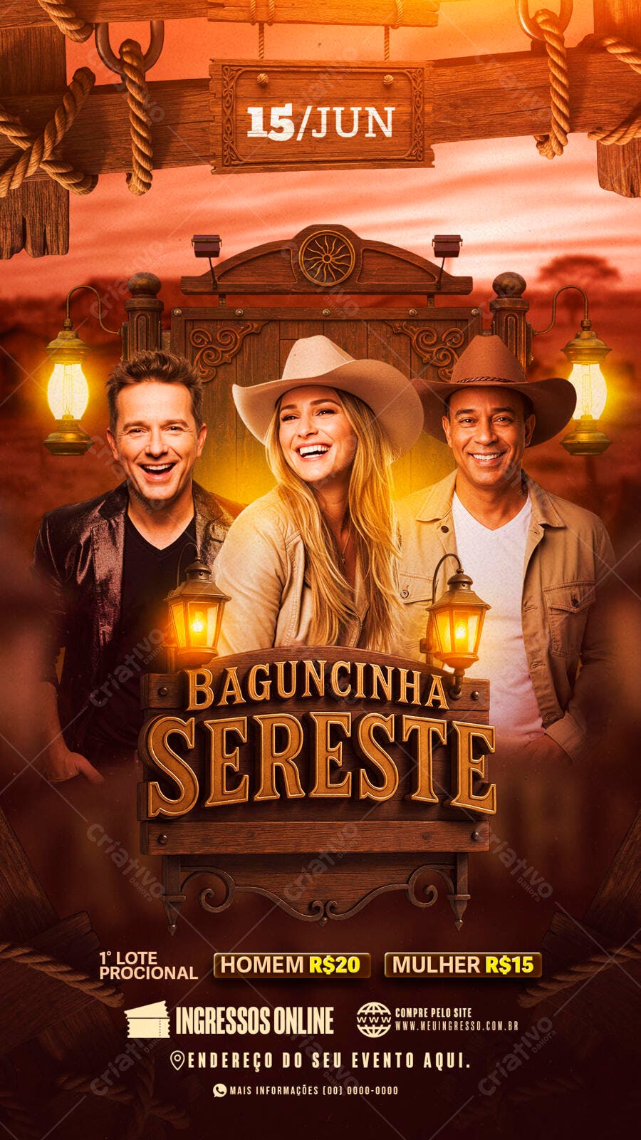 Flyer Festa Sertaneja 15 de Junho PSD Editável