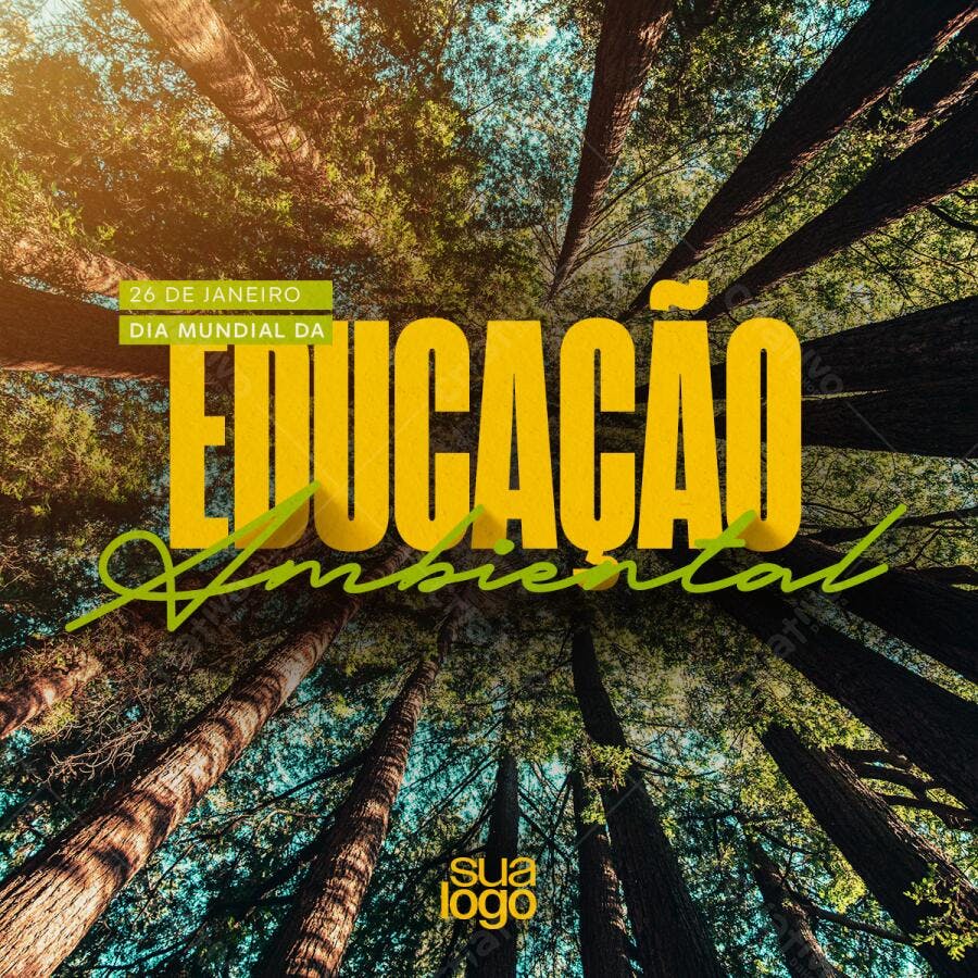 Flyer Dia Mundial da Educação Ambiental 26 de Janeiro PSD Editável
