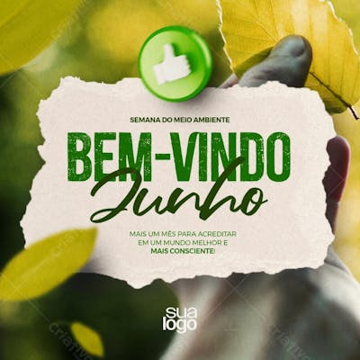 SEMANA DO MEIO AMBIENTE | BEM VINDO JUNHO SOCIAL MEDIA | PSD editável