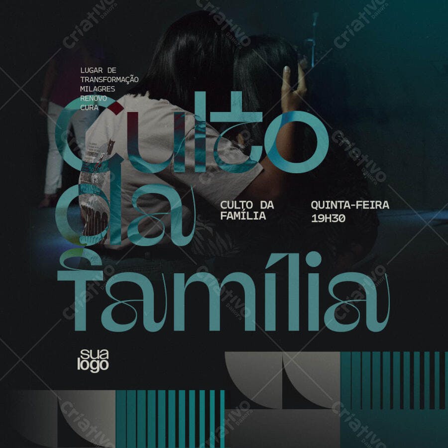 Flyer para Culto da Família PSD Editável