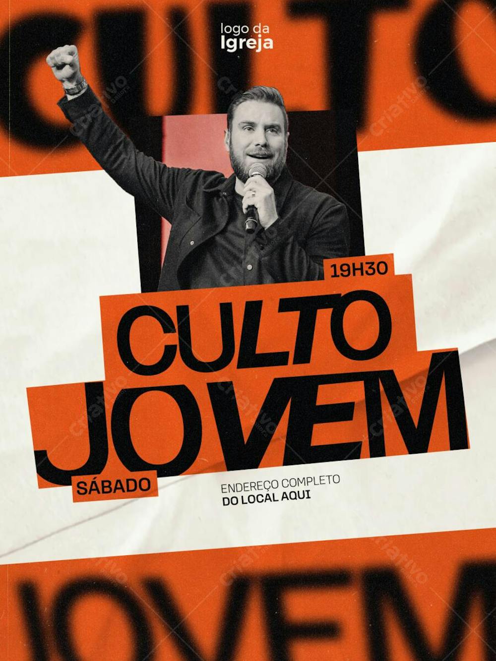 YOUTH SERVICE | SOCIAL MEDIA 2 Editable PSD Imagem do pastor não inclusa