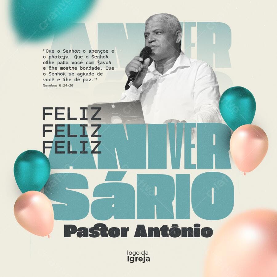 Flyer para Aniversário de Pastor PSD Editável
