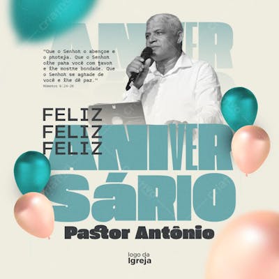 ANIVERSÁRIO PASTOR IGREJA | PSD editável