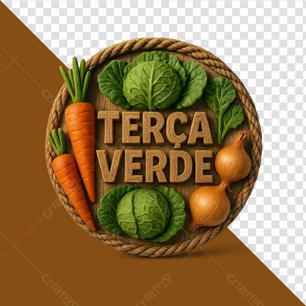 Selo promocional Varejo e Hortifrúti escrita Terça verde