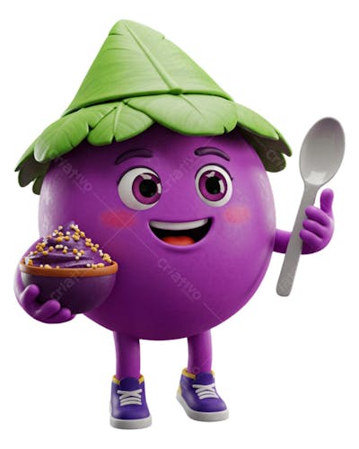 Mascote 3D de Açaí