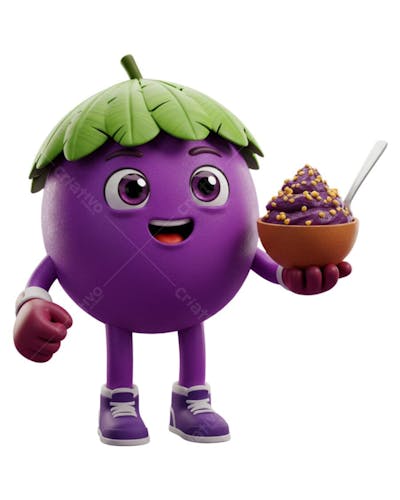 Mascote 3D de Açaí