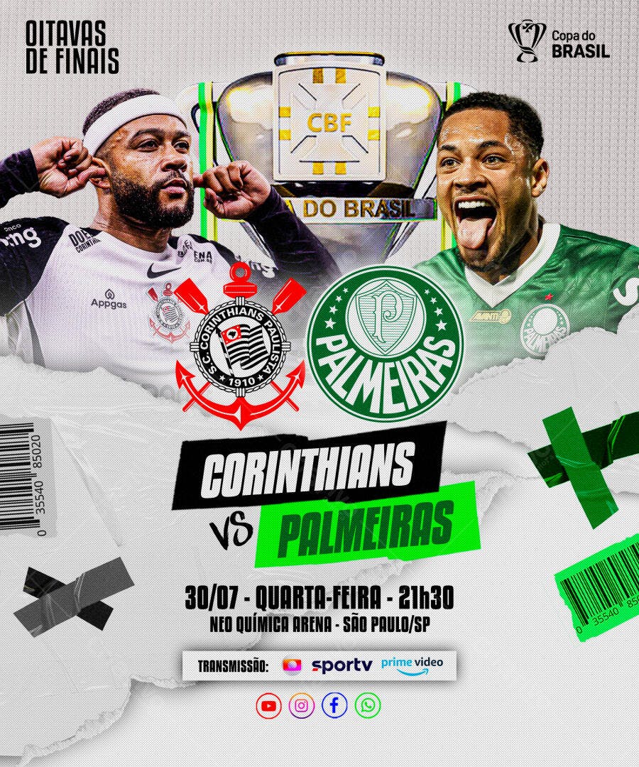 Flyer Corinthians x Palmeiras 30/07 PSD Editável