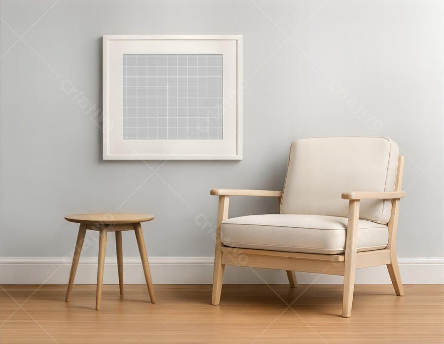 Mockup Realista de Quadro em Sala de Estar Moderna
