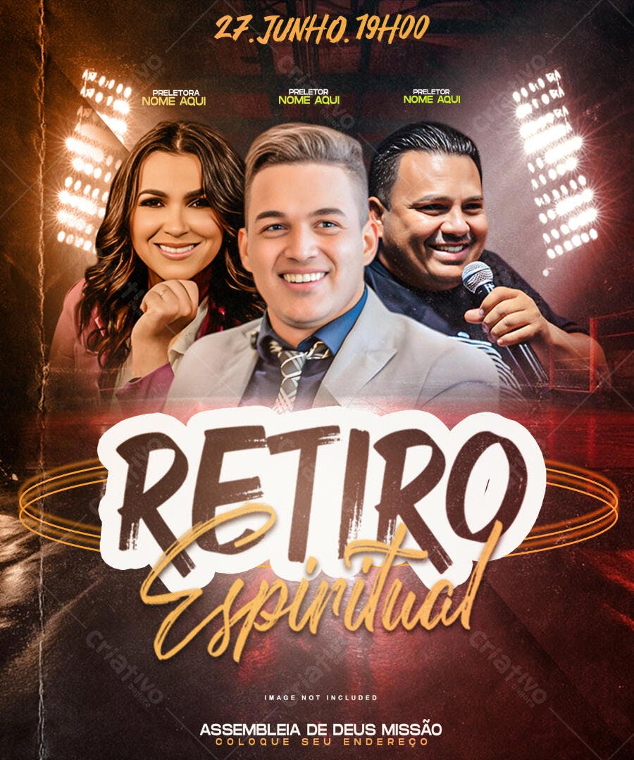 Flyer para Retiro Espiritual 27 de Junho PSD Editável
